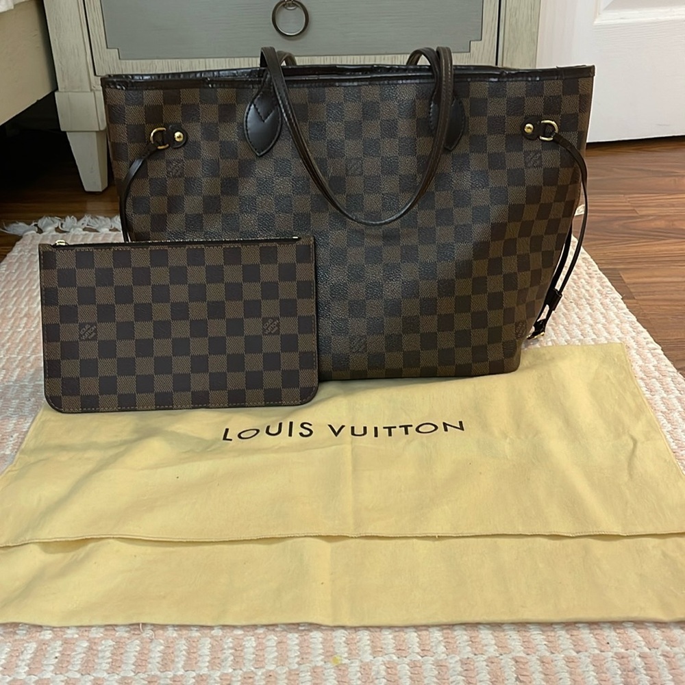LOUIS VUITTON NEVERFULL DAMIER EBENE with EBENE  POCHETTE